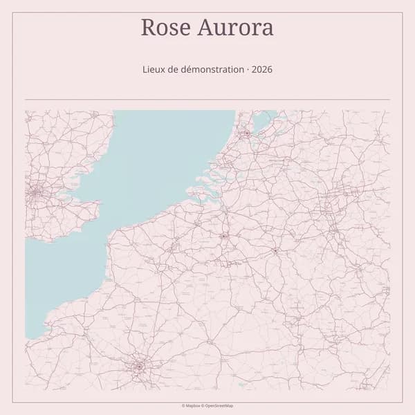 Demo map of Brussels, Paris and Amsterdam in the Rose Aurora theme