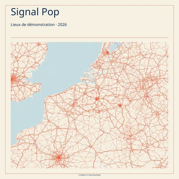 Demo map of Brussels, Paris and Amsterdam in the Signal Pop theme